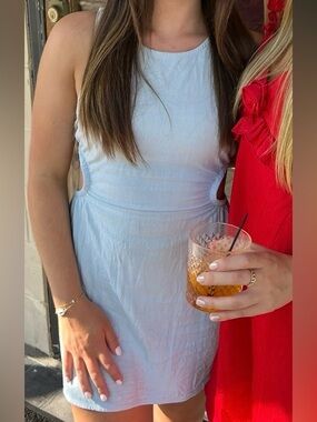 Kendall & Kylie Light Blue Sleeveless Mini Dress with Side Cutouts